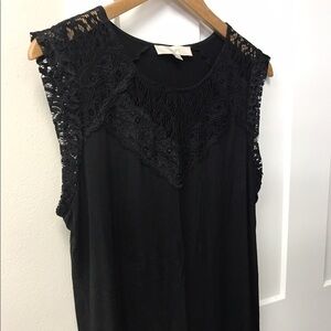 LOFT Black Lace Sleeveless Shirt Size Medium